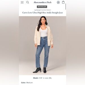 Abercrombie & Fitch Blue High Rise Ankle Straight Jeans